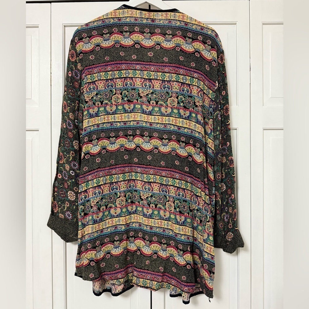 First Option Open Front Boho Lagenlook Country Western Beaded Cardigan - Picture 4 of 7